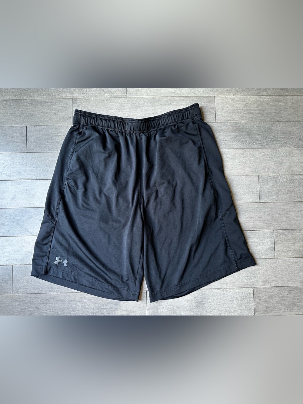 Men’s Under Armour Black Athletic Gym Workout Elastic Waistband Running Shorts L